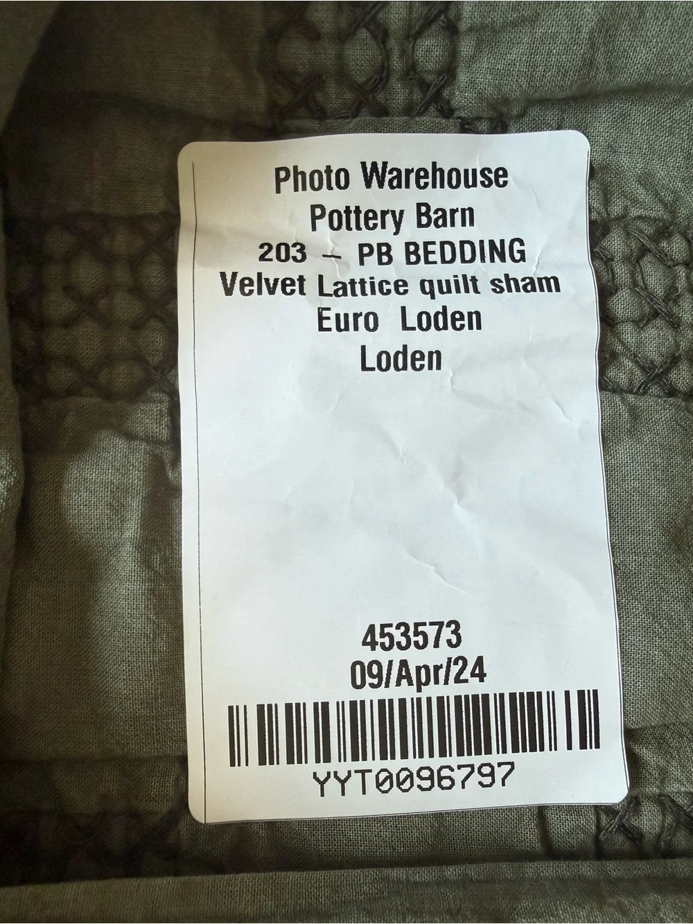 Pottery Barn euro sham